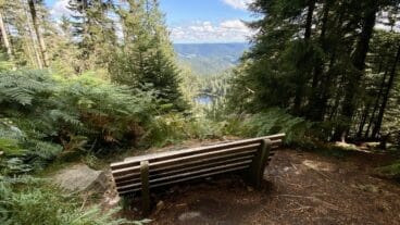 Uitzicht vanaf de Schurmseeblick op het Schurmseemeer op de Seensteig in het Zwarte Woud